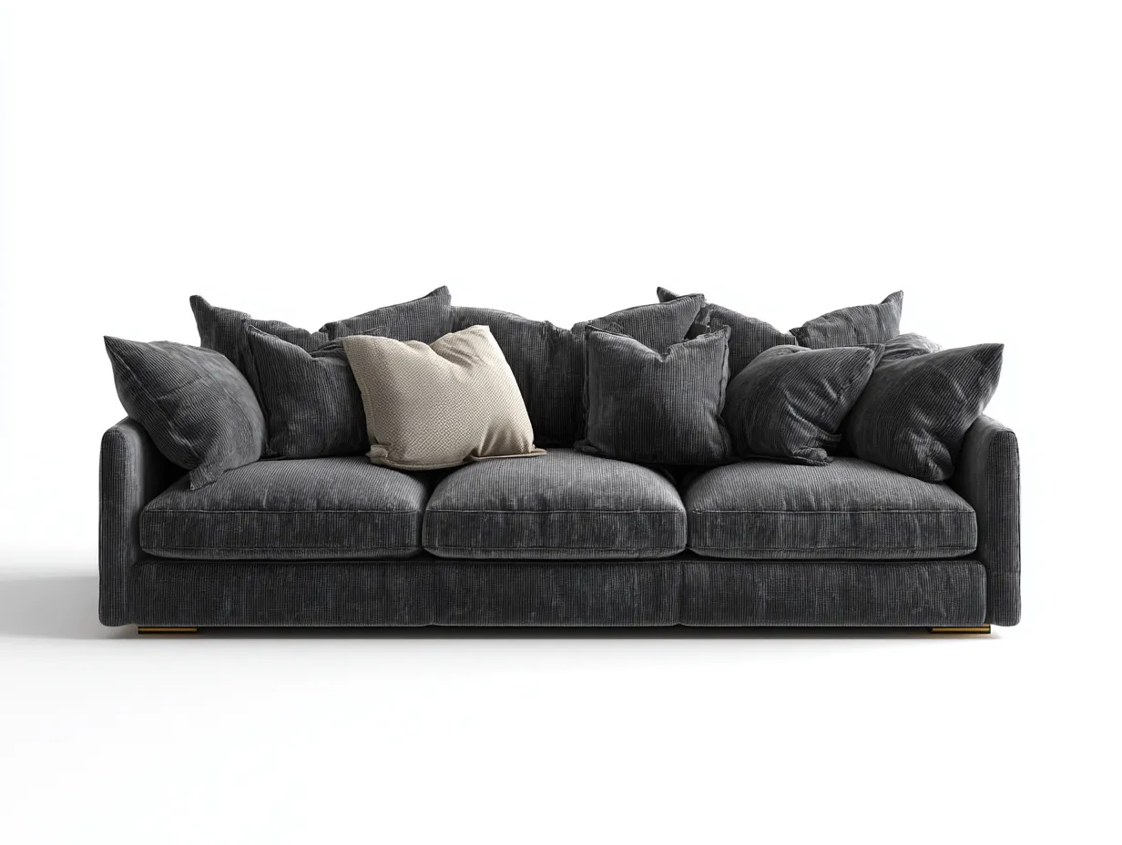 Sofá 3 plazas de tela 230x95x85 cm gris oscuro para sala de estar - diseño moderno-Havengobase