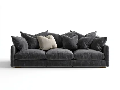 Sofá 3 plazas de tela 230x95x85 cm gris oscuro para sala de estar - diseño moderno-Havengobase