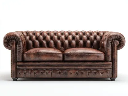 Sofá 2 plazas de cuero sintético 170x90x78 cm marrón para sala de estar - diseño clásico-Havengobase