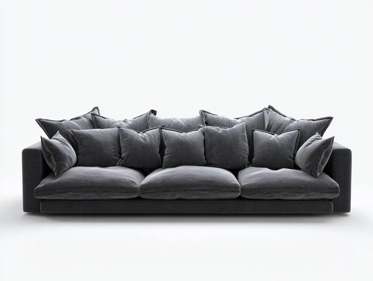 Sofá 3 plazas tapizado tela 230x95x85 cm - gris oscuro - diseño moderno para salon-Havengobase