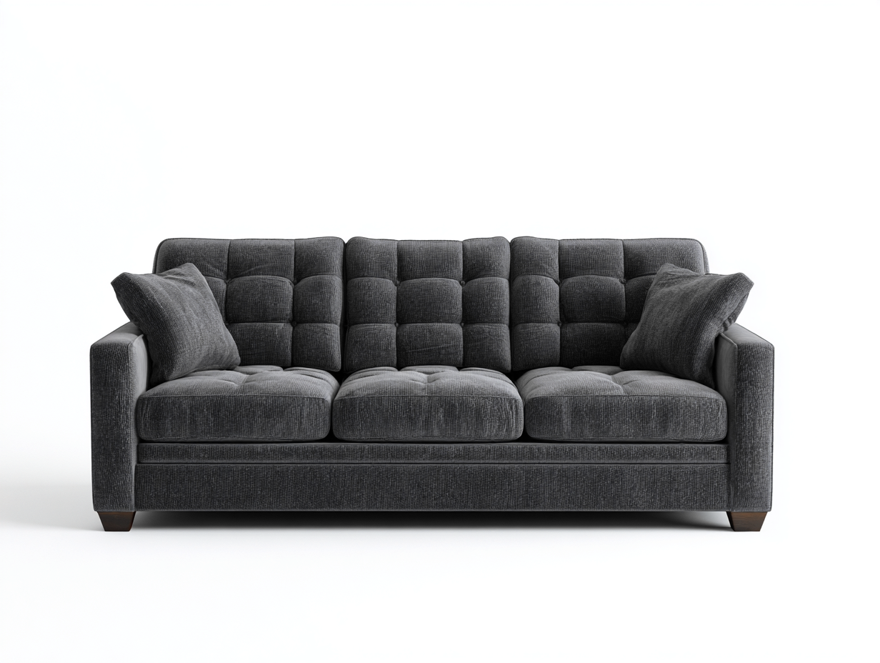 Sofá 3 plazas tapizado en tela 210x90x88 cm - gris oscuro - diseño moderno para salón-Havengobase