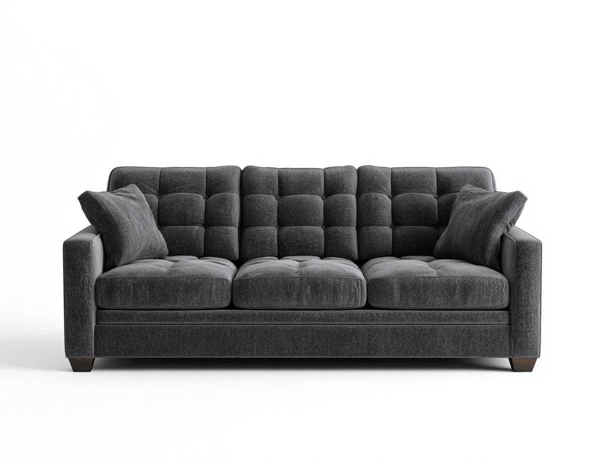 Sofá 3 plazas tapizado en tela 210x90x88 cm - gris oscuro - diseño moderno para salón-Havengobase