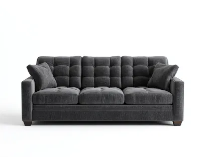 Sofá 3 plazas tapizado en tela 210x90x88 cm - gris oscuro - diseño moderno para salón-Havengobase