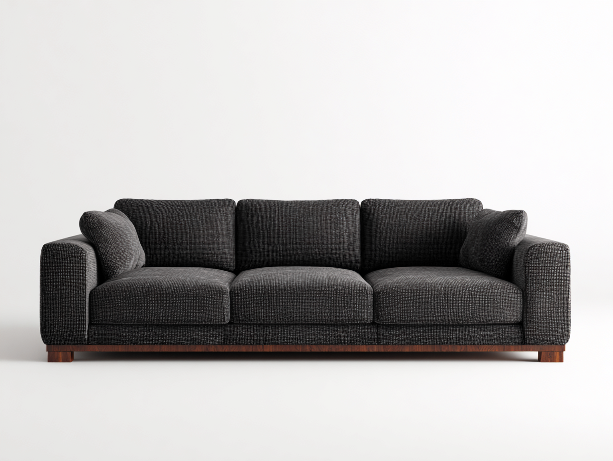 Sofá 3 plazas tapizado tela 210x90x85 cm gris oscuro para salón - diseño moderno-Havengobase