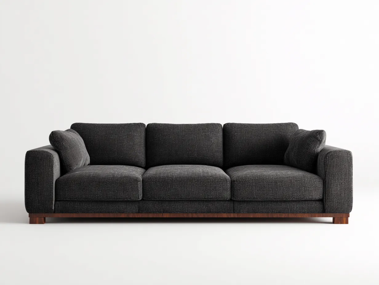 Sofá 3 plazas tapizado tela 210x90x85 cm gris oscuro para salón - diseño moderno-Havengobase