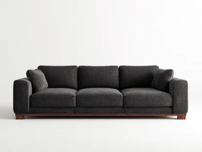 Sofá 3 plazas tapizado tela 210x90x85 cm gris oscuro para salón - diseño moderno-Havengobase