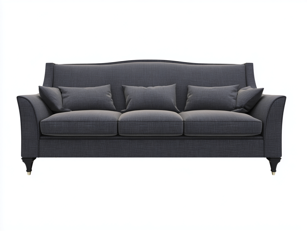 Sofá 3 plazas tapizado en tela 215x95x90 cm - gris oscuro - diseño elegante para sala de estar-Havengobase