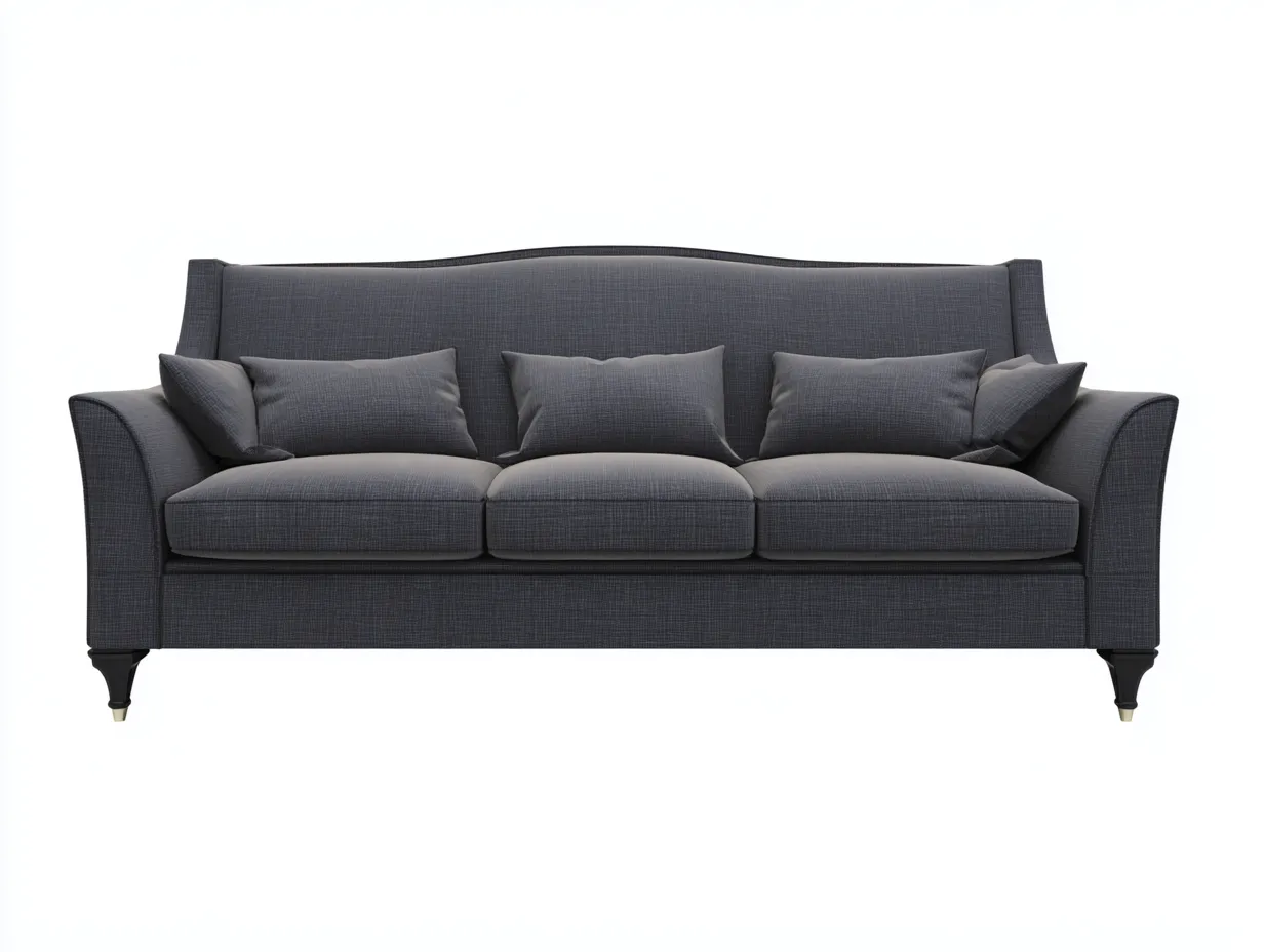 Sofá 3 plazas tapizado en tela 215x95x90 cm - gris oscuro - diseño elegante para sala de estar-Havengobase