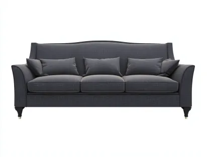 Sofá 3 plazas tapizado en tela 215x95x90 cm - gris oscuro - diseño elegante para sala de estar-Havengobase