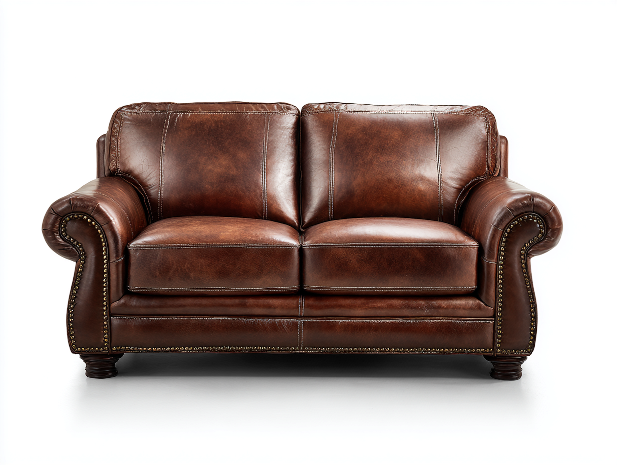 Sofá 2 plazas tapizado cuero sintético 170x92x90 cm marrón para salón - estilo clásico-Havengobase