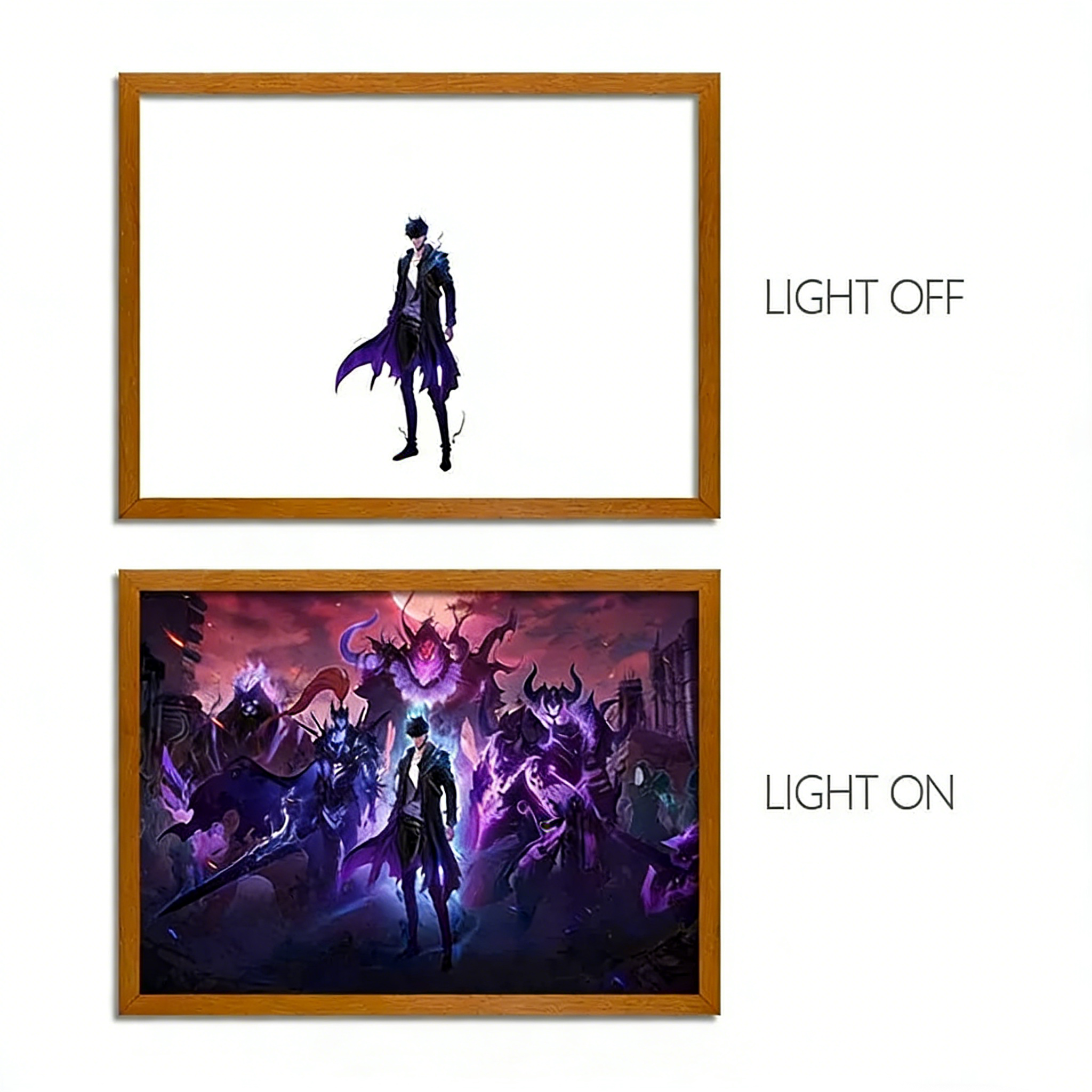 SOLO LEVELING - Solo Leveling Sung Jin-Woo LED Light Painting, Anime Wall Decor