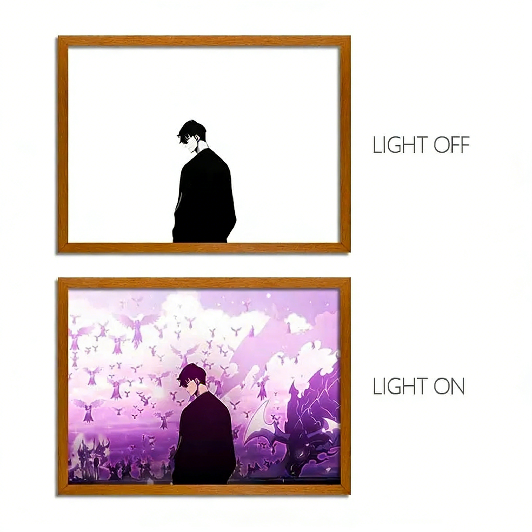 SOLO LEVELING - Solo Leveling Sung Jin-Woo LED Light Painting, Anime Wall Decor