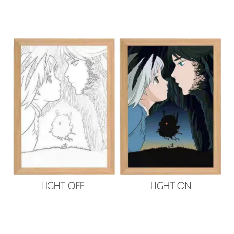 MORE SERIES - Howl & Sophie LED Light Art, Howl's Moving Castle Anime Glow Painting