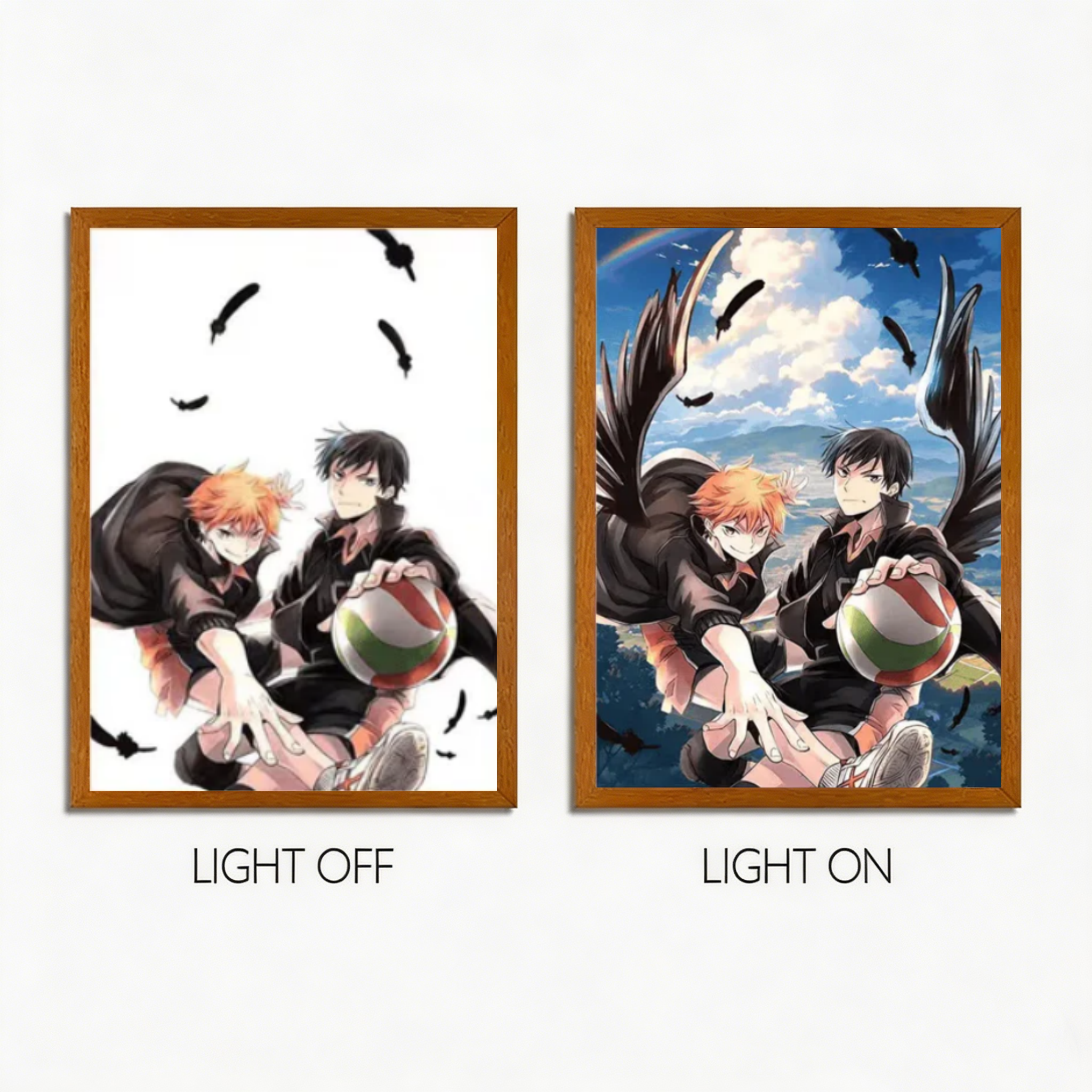 MORE SERIES - Haikyuu LED Light Painting, Hinata Kageyama Volleyball Anime Wall Decor