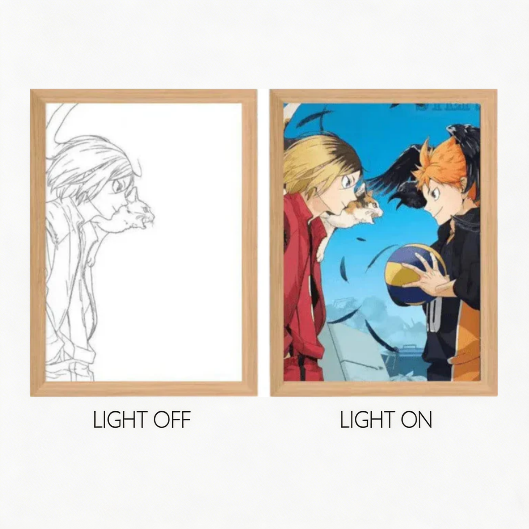 MORE SERIES - Haikyuu LED Light Painting, Hinata Kageyama Volleyball Anime Wall Decor