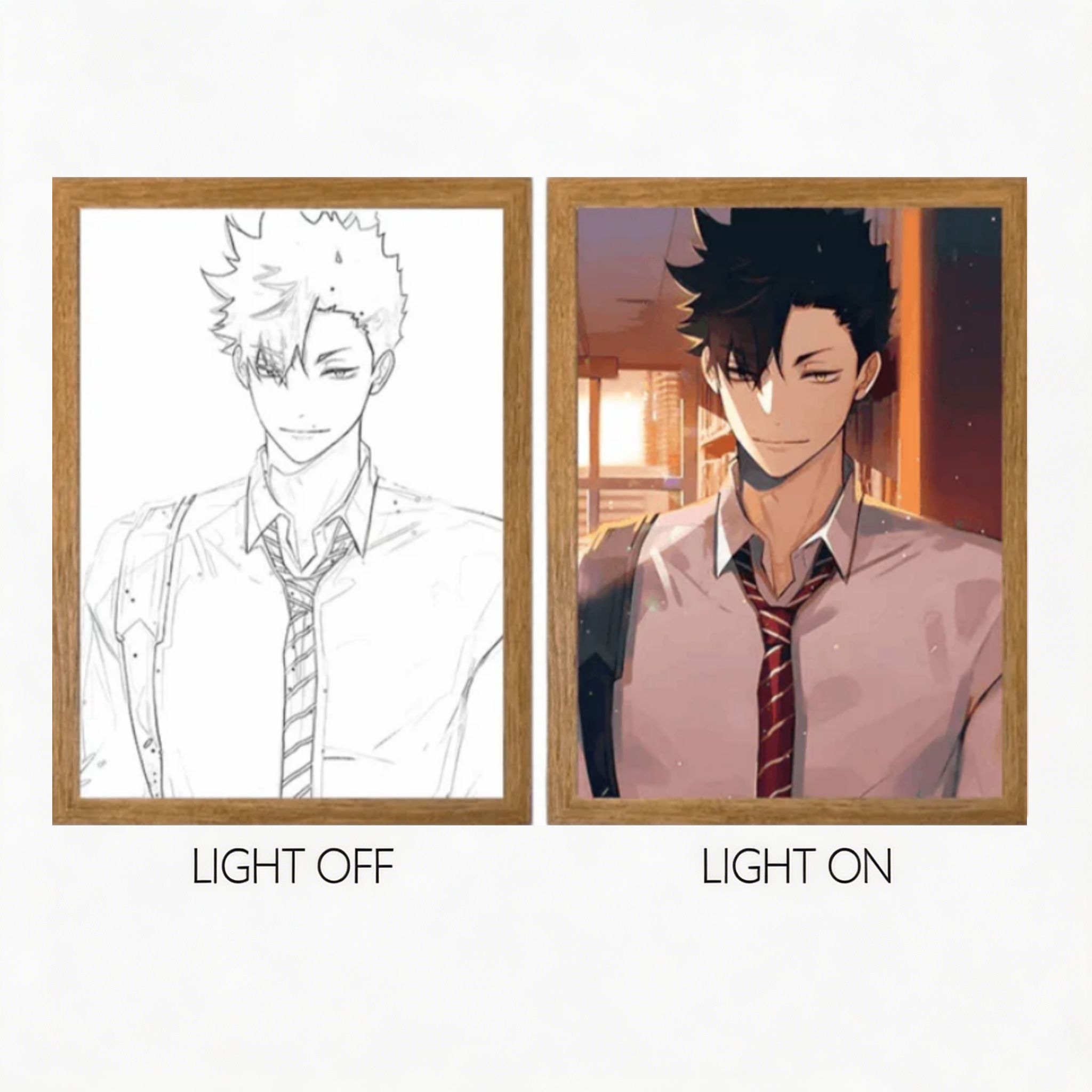 MORE SERIES - Haikyuu LED Light Painting, Hinata Kageyama Volleyball Anime Wall Decor