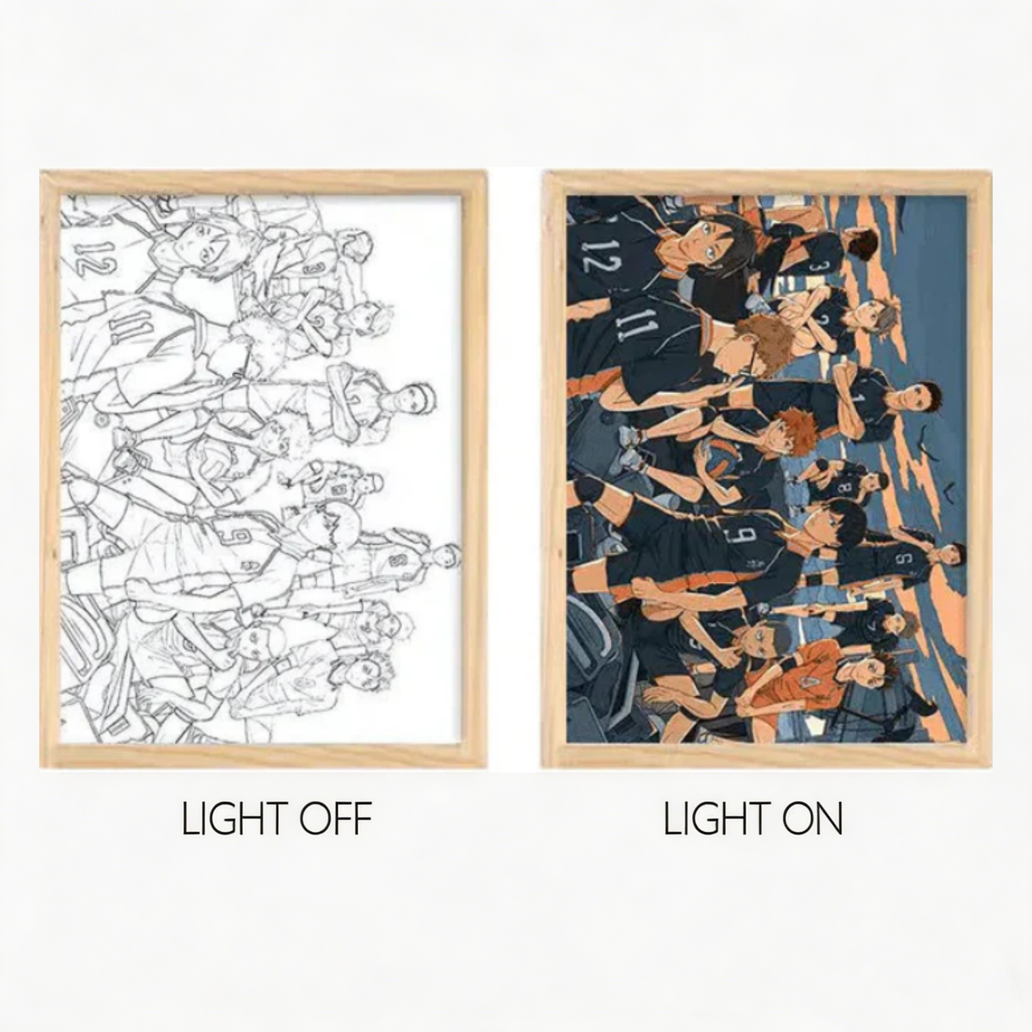 MORE SERIES - Haikyuu LED Light Painting, Hinata Kageyama Volleyball Anime Wall Decor