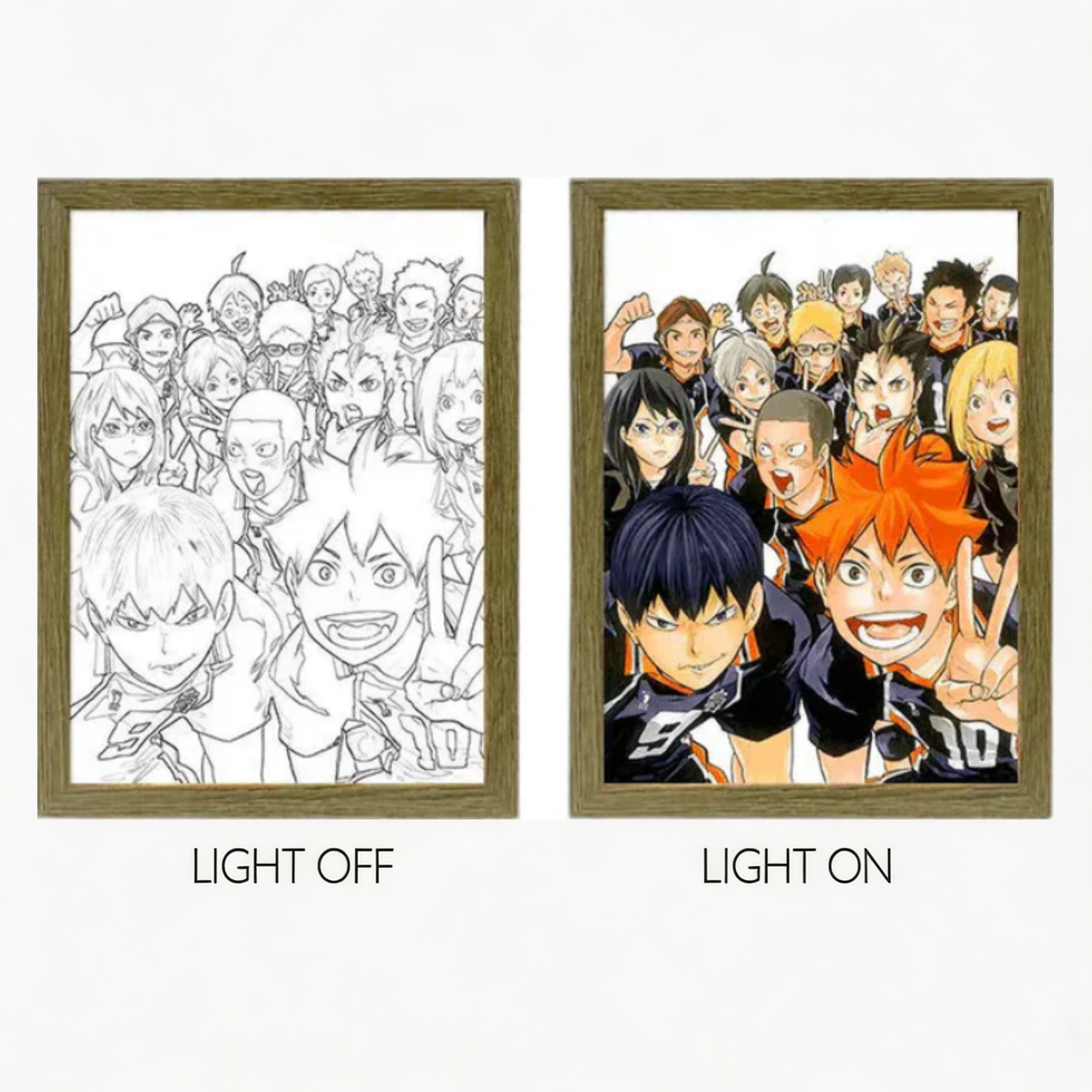 MORE SERIES - Haikyuu LED Light Painting, Hinata Kageyama Volleyball Anime Wall Decor