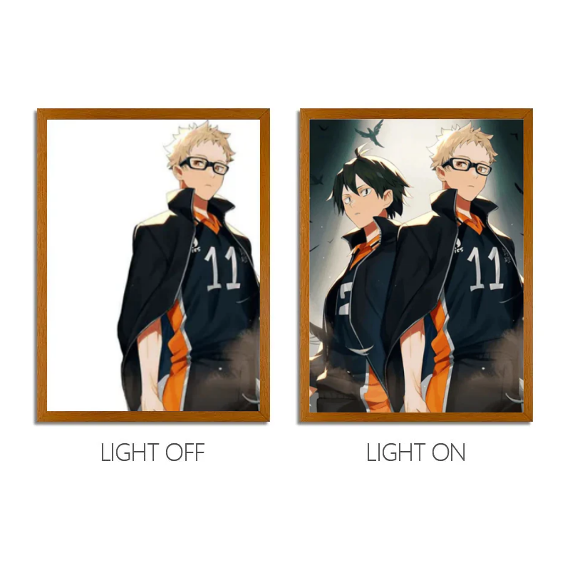 MORE SERIES - Haikyuu LED Light Painting, Hinata Kageyama Volleyball Anime Wall Decor