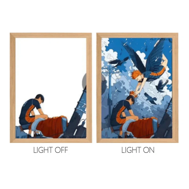 MORE SERIES - Haikyuu LED Light Painting, Hinata Kageyama Volleyball Anime Wall Decor