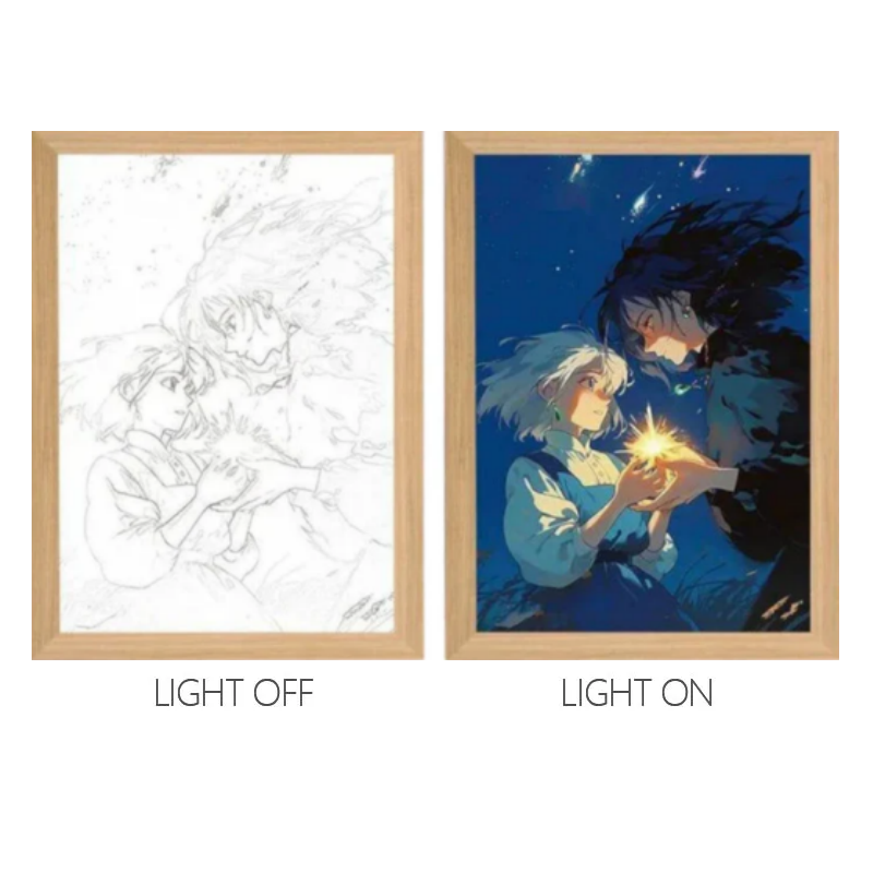 MORE SERIES - Howl & Sophie LED Light Art, Howl's Moving Castle Anime Glow Painting
