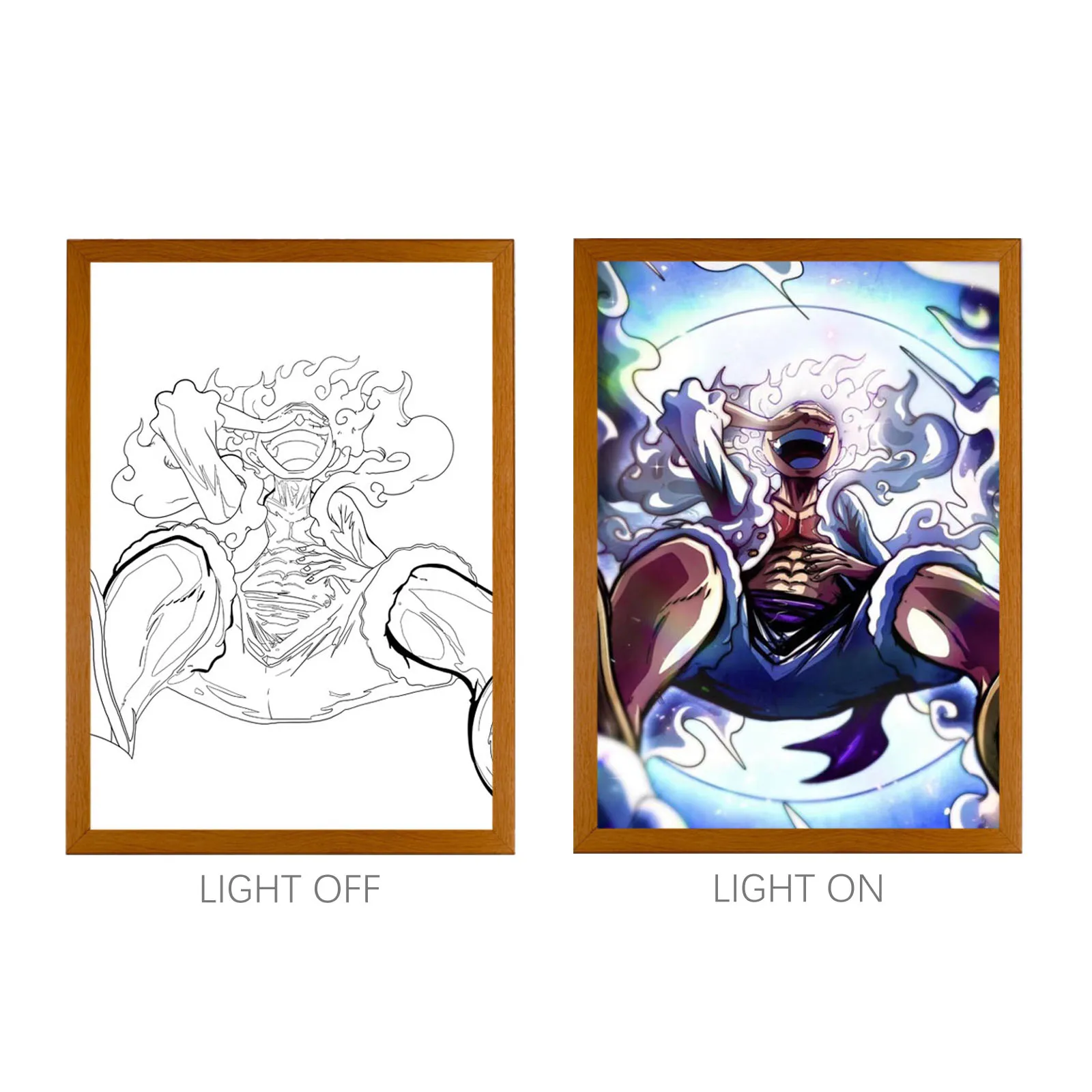 MORE SERIES - One Piece Luffy Crew LED Light Art Frame, Anime Group Glow Painting