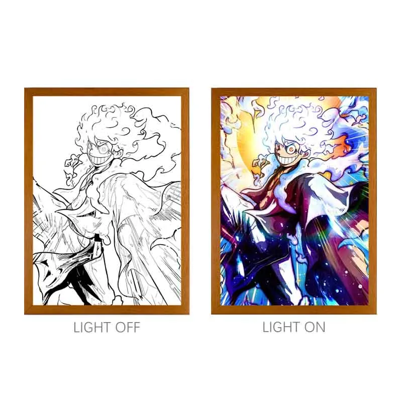 MORE SERIES - One Piece Luffy Crew LED Light Art Frame, Anime Group Glow Painting