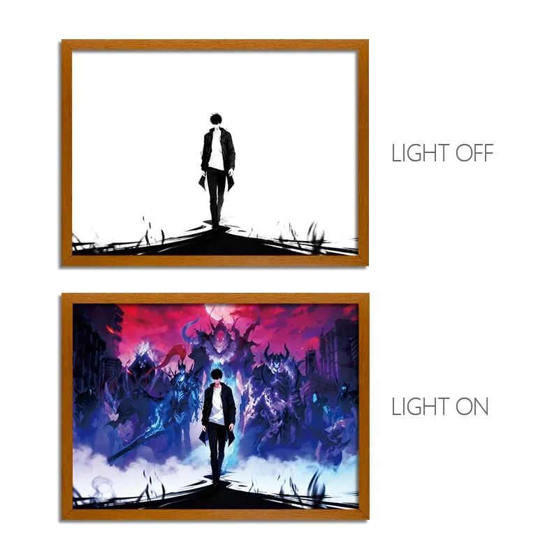 SOLO LEVELING - Solo Leveling Sung Jin-Woo LED Light Painting, Anime Wall Decor