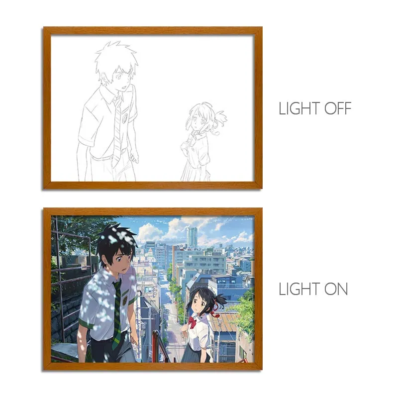 MORE SERIES - Your Name Taki & Mitsuha LED Light Art, Anime Comet Scene Glow Painting