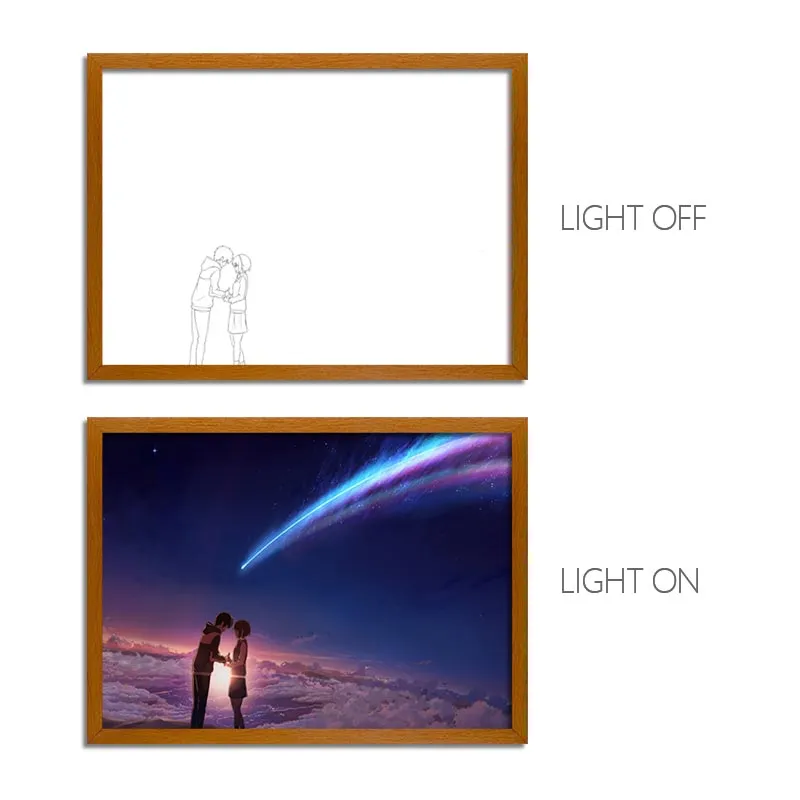 MORE SERIES - Your Name Taki & Mitsuha LED Light Art, Anime Comet Scene Glow Painting
