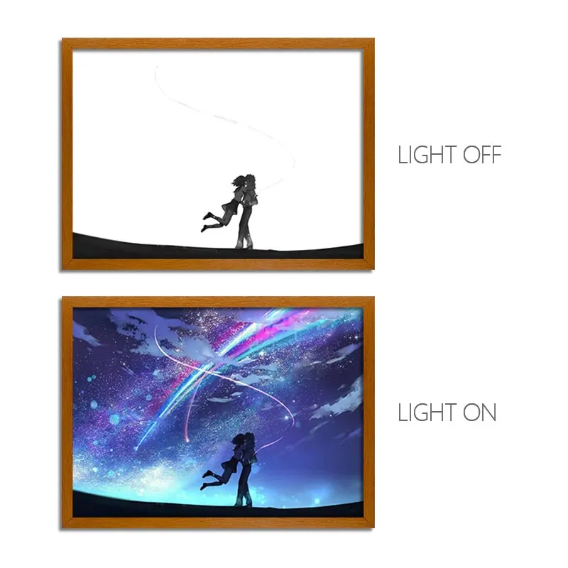 MORE SERIES - Your Name Taki & Mitsuha LED Light Art, Anime Comet Scene Glow Painting