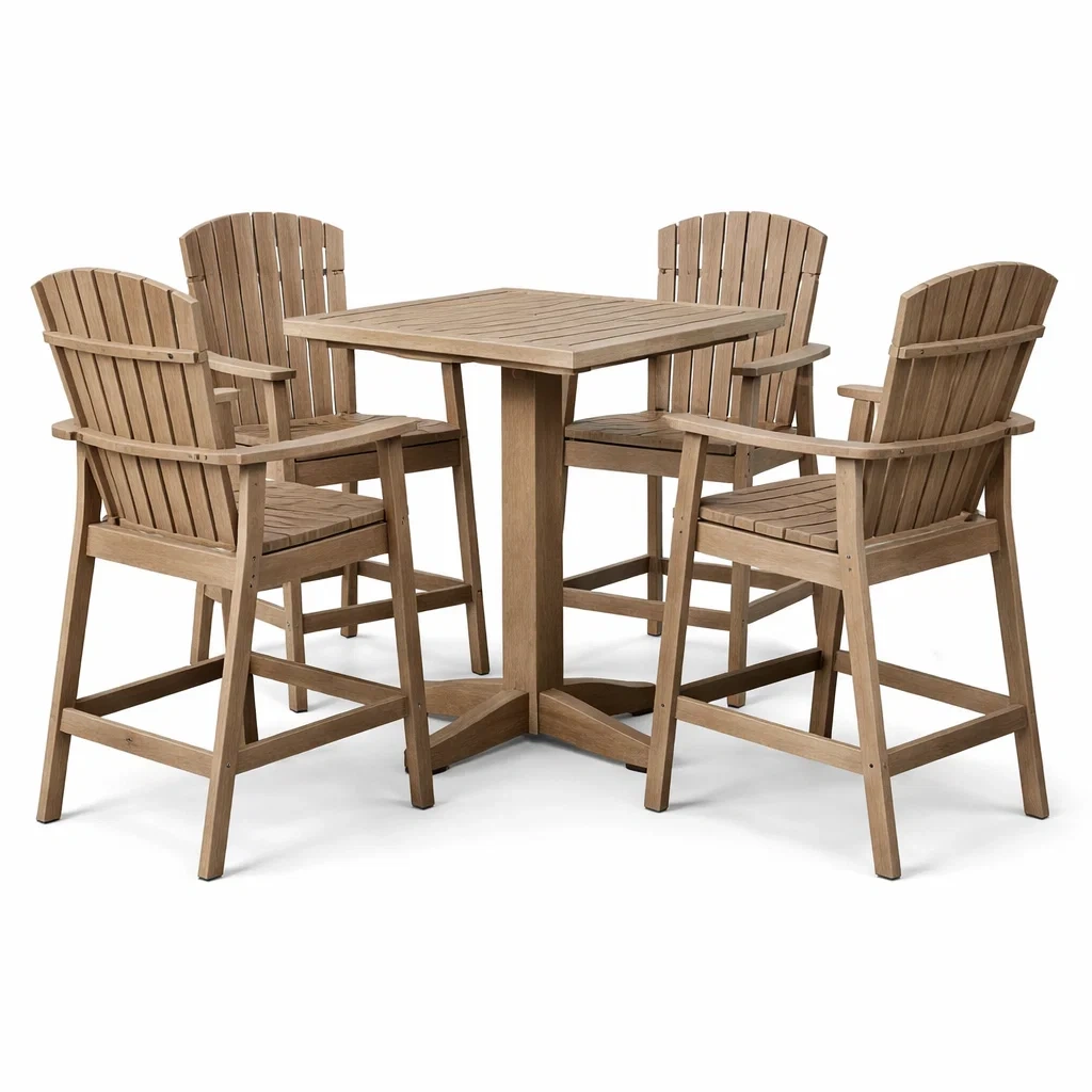 Ensemble de bar en bois d acacia pour jardin avec table et chaises-Furniga Lleryco