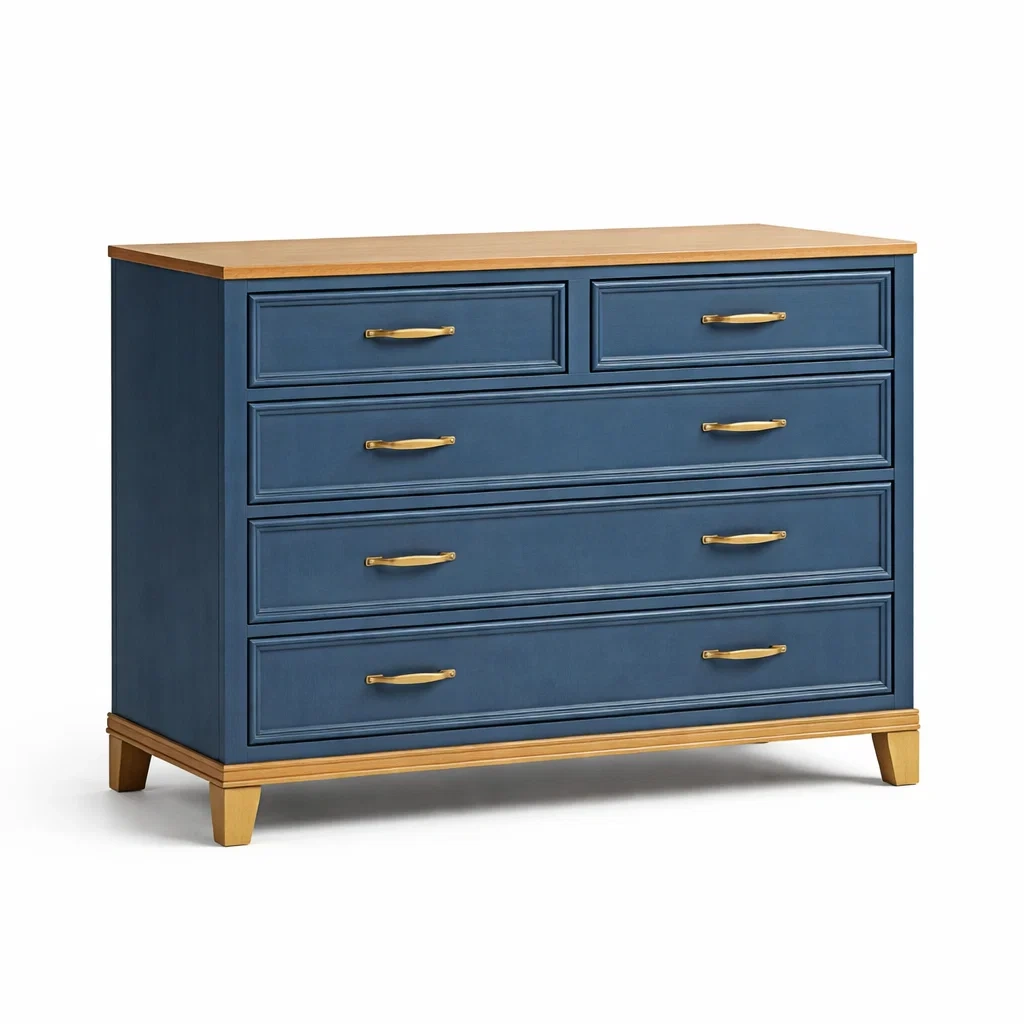 Commode en bois bleu avec tiroirs-Furniga Lleryco