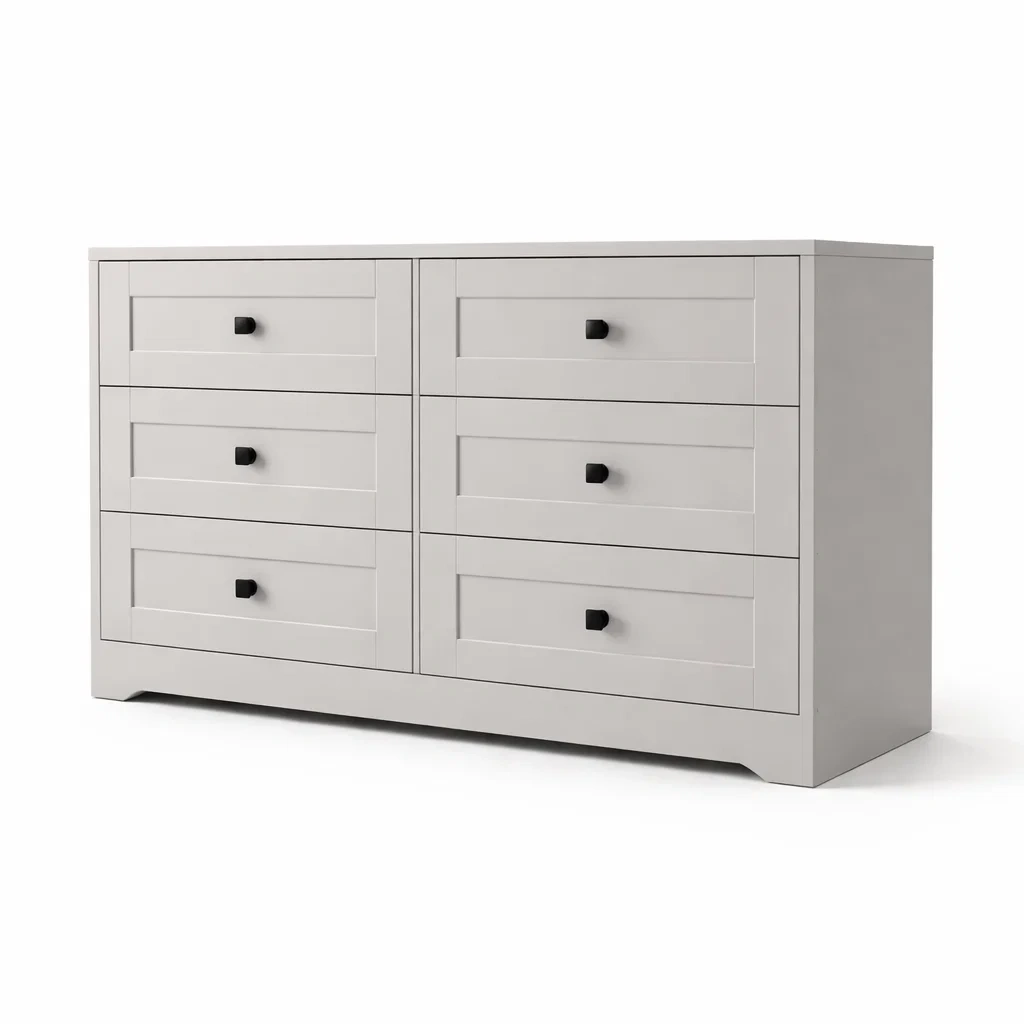 Commode en bois blanc avec tiroirs-Furniga Lleryco