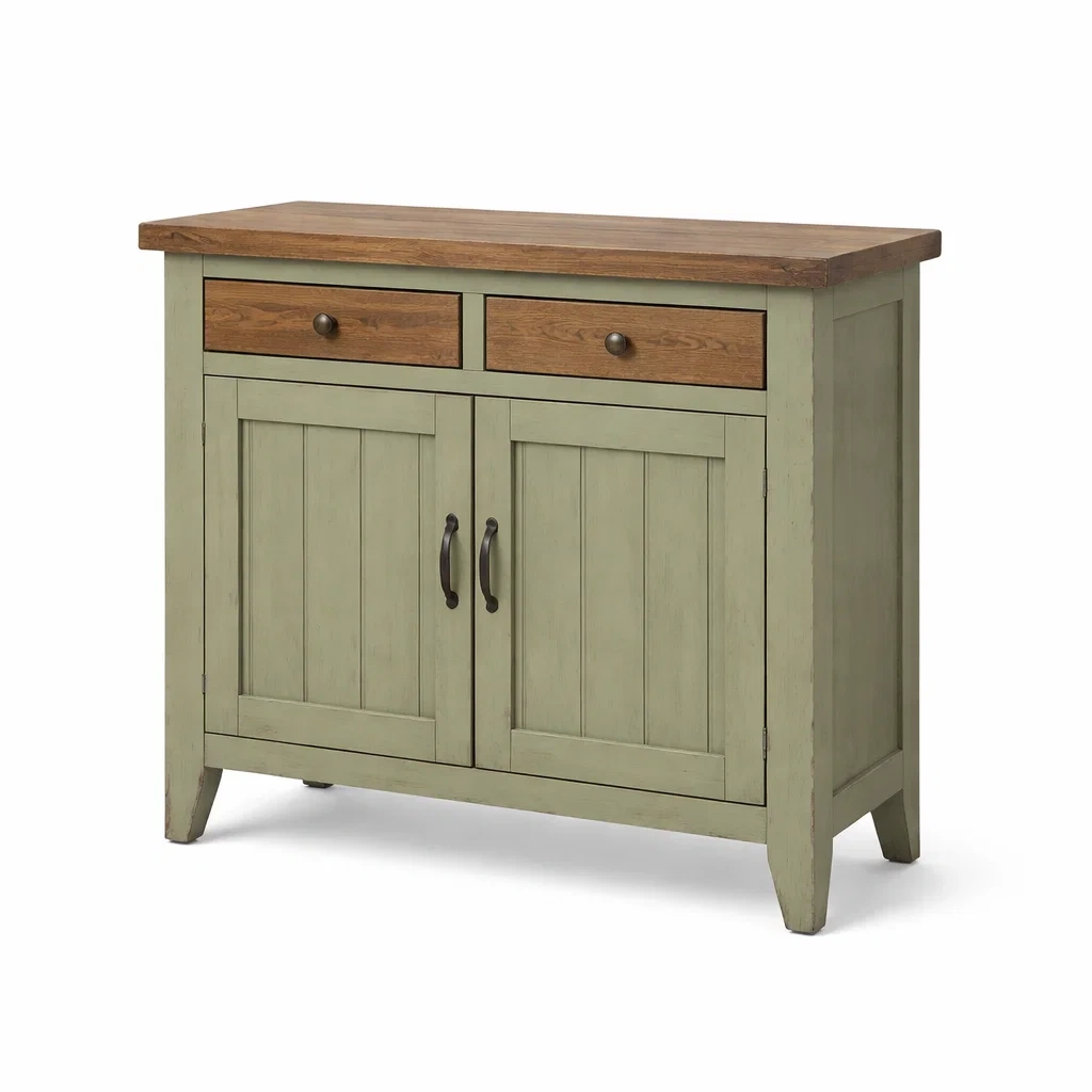 Buffet en bois de chêne et pin avec portes et tiroirs-DECORLIVINGO