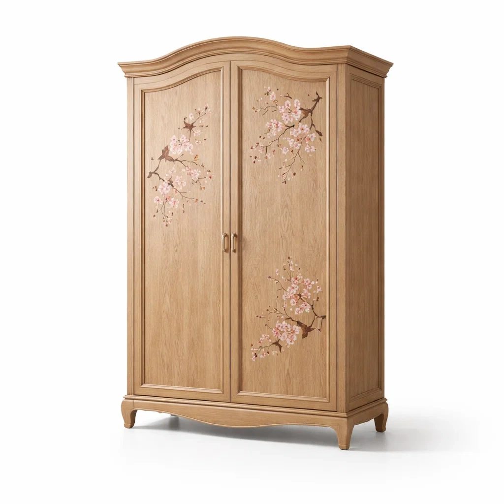 Armoire en bois armoire avec motifs floraux-NESTPARADISE