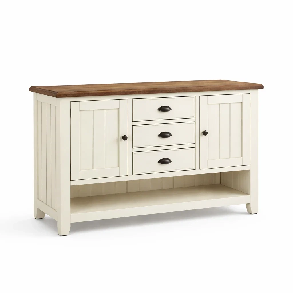 Buffet en bois avec étagère et dessus brun-NESTPARADISE