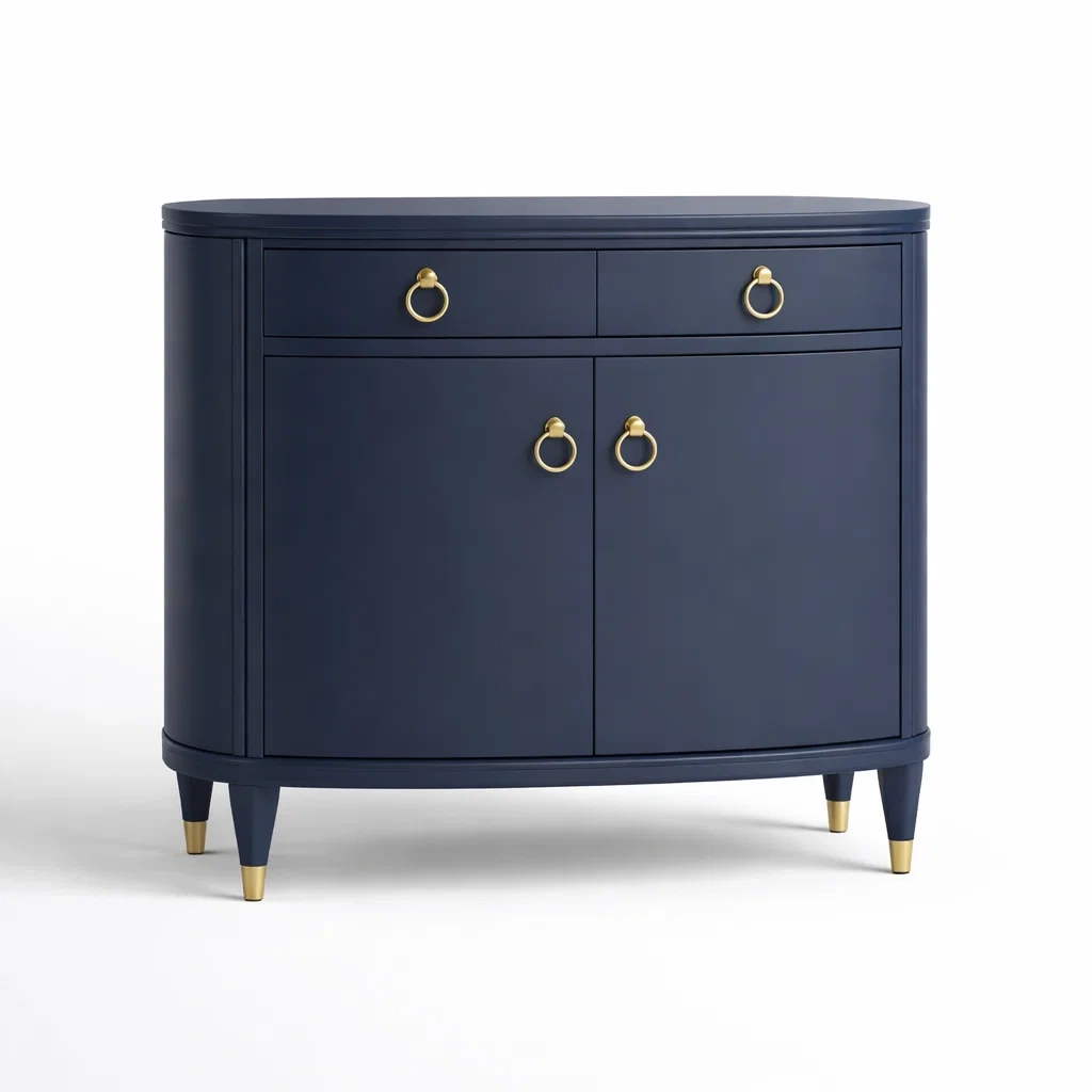 Buffet demi lune en bois avec poignées en métal doré-NESTPARADISE