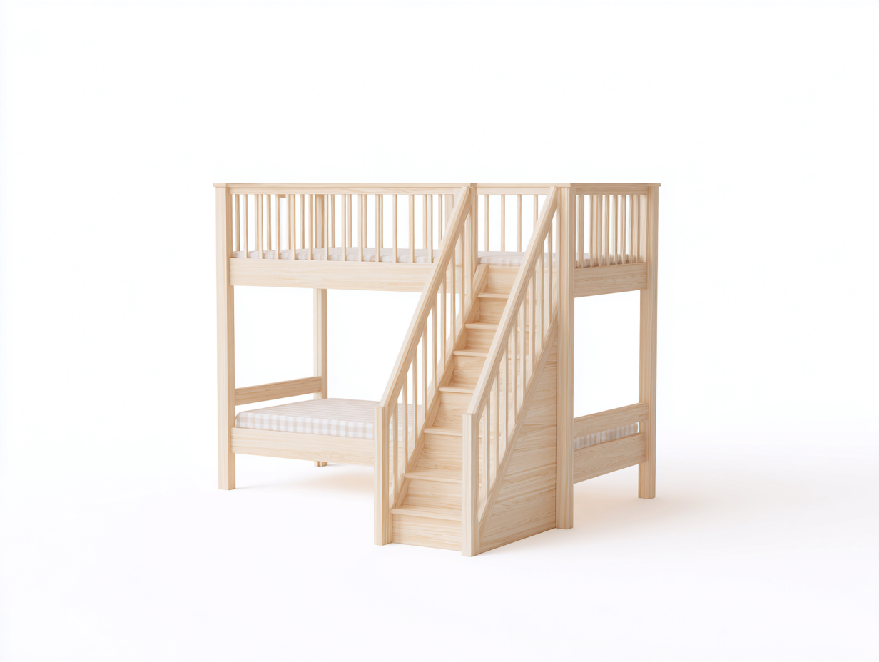 Etagenbetten-Massivholz-238 x 118 x 185 cm-Natur-Skandinavischer Stil-Roomgethut