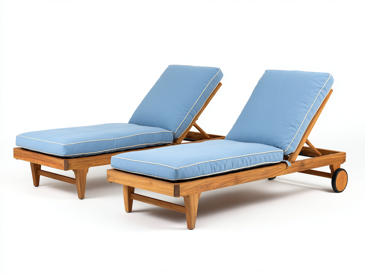 Sonnenliege - Holz-Textil - 210x76x88 cm - Blau-Natur - Modern-Roomgethut