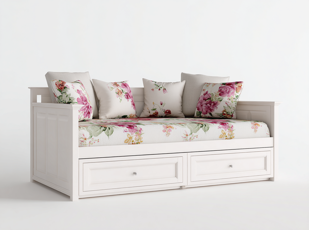 Schlafsofa-Holz-208 x 96 x 88 cm-Weiß-Landhausstil-Roomgethut