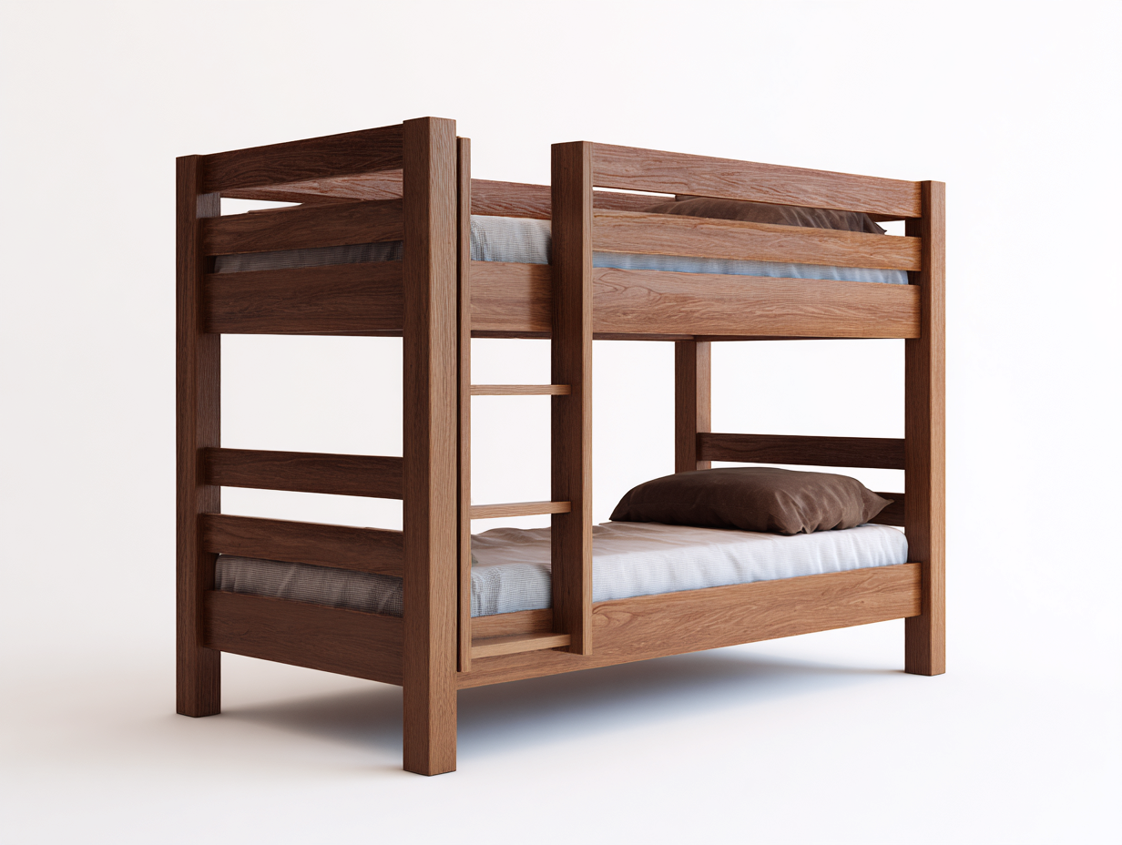 Etagenbetten-Massivholz-212 x 102 x 170 cm-Walnuss-Moderner Stil-Roomgethut