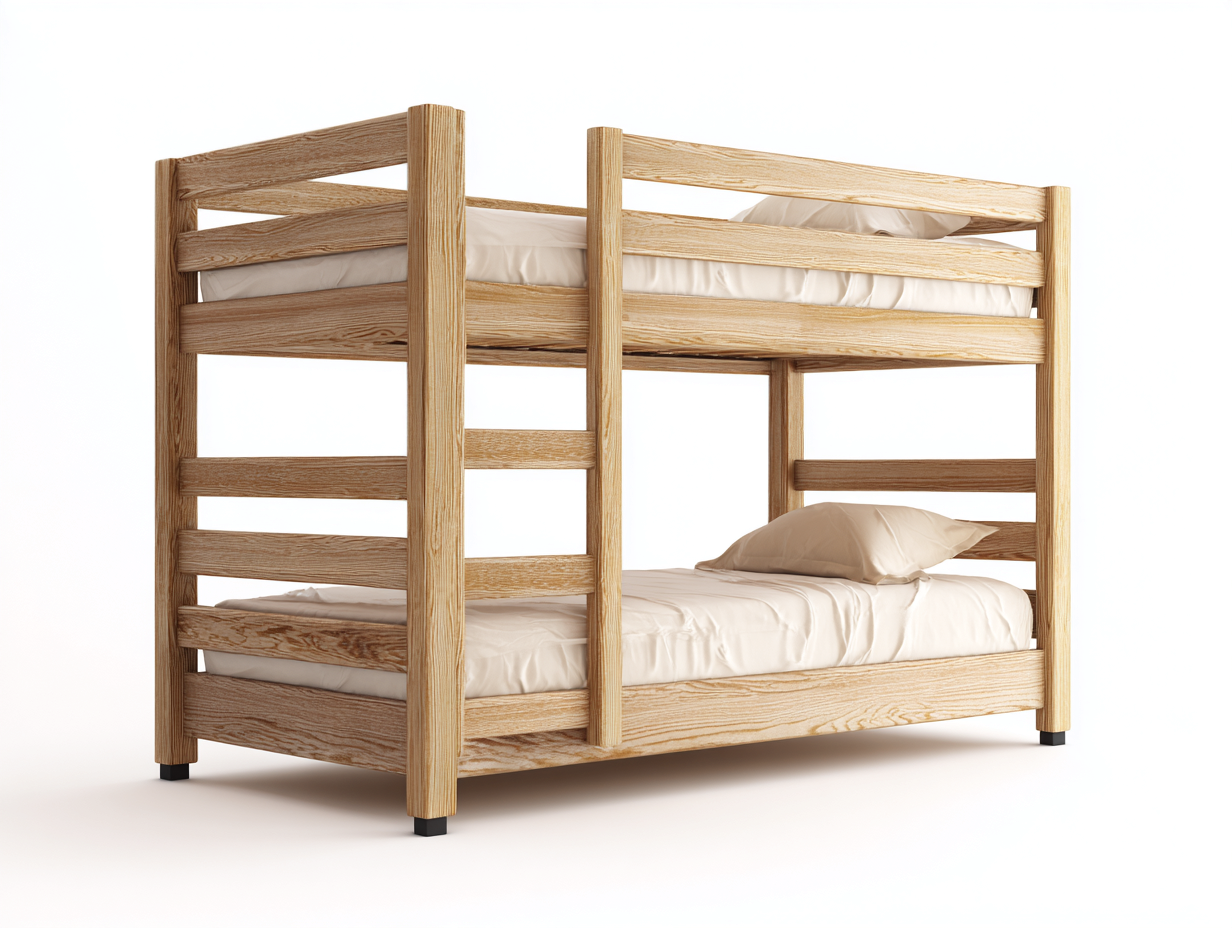 Etagenbetten-Massivholz-206 x 101 x 166 cm-Natur-Moderner Stil-Roomgethut