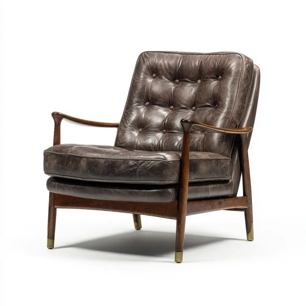 Ledersessel mit Holzrahmen Dunkelbraun