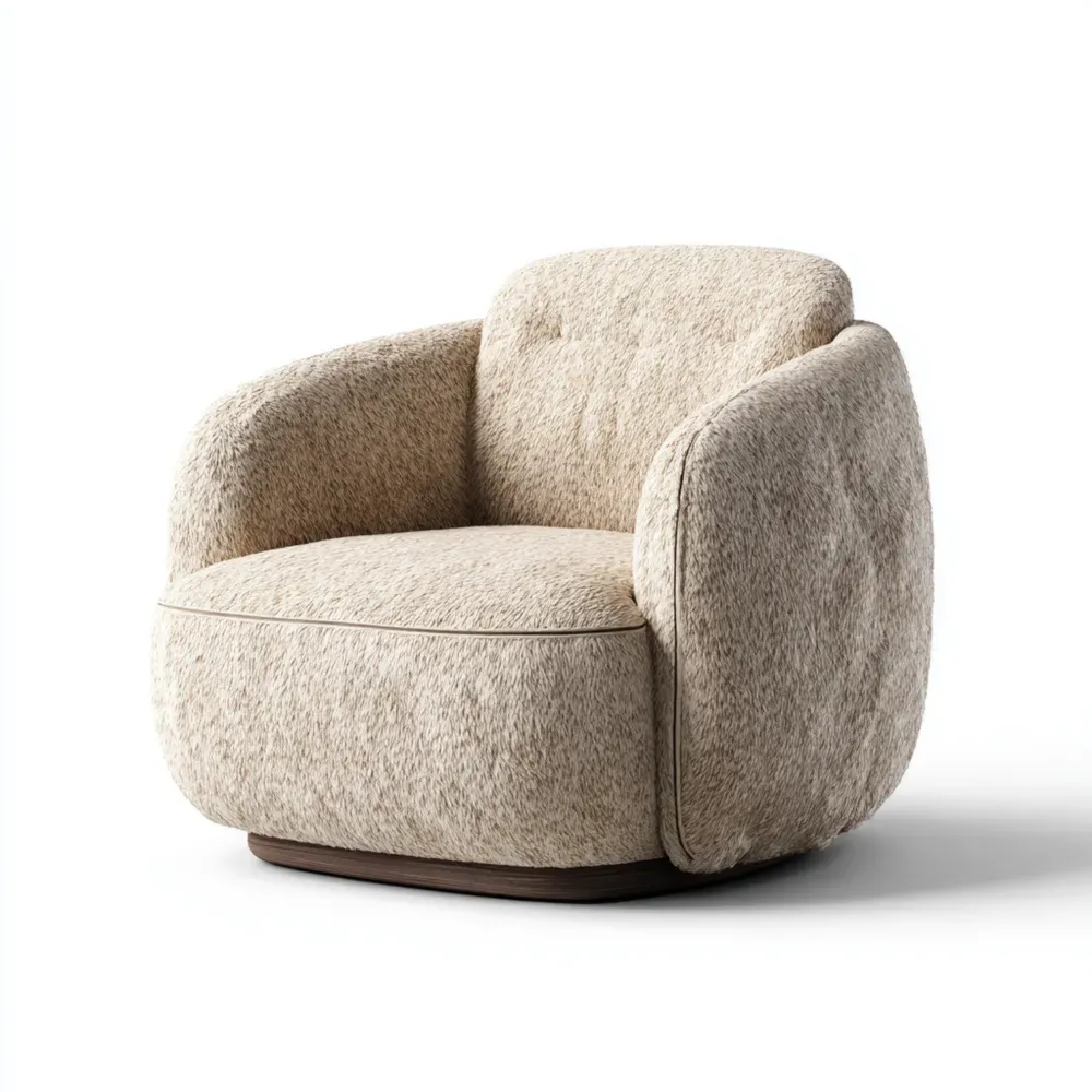 Sessel Bouclé Stoff Beige – Design 85x85x75 cm