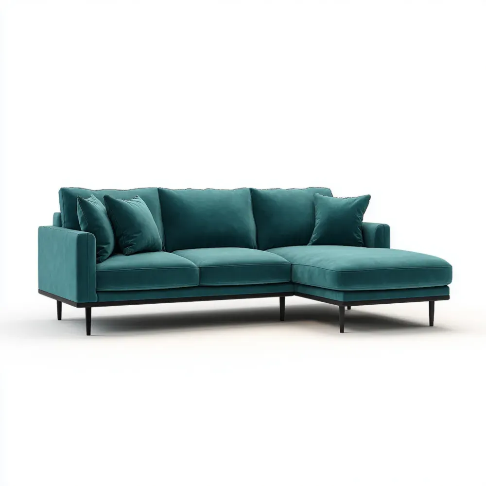 Ecksofa Samt 250x150x85 cm – Türkis