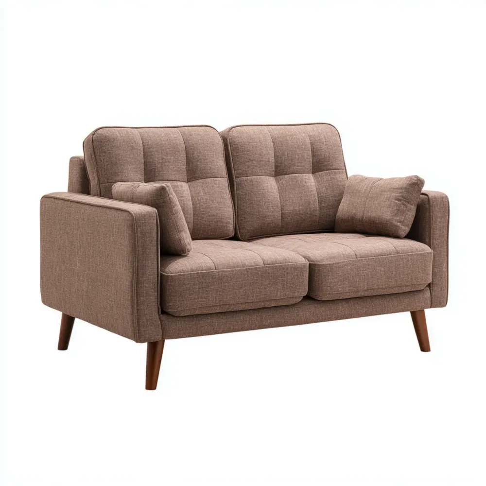 Zweisitzer-Sofa Leinen Braun