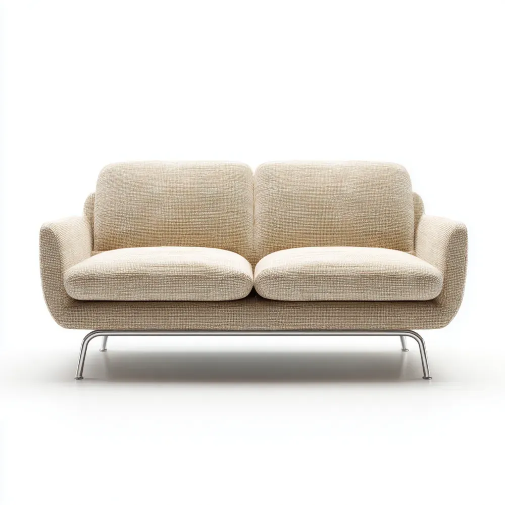 Zweisitzer Sofa Stoff Metall Beige