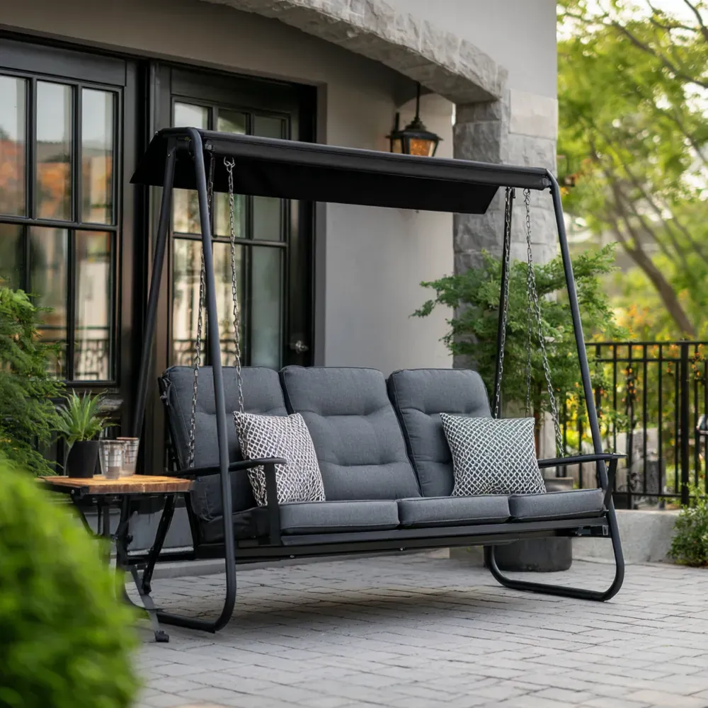 Gartenschaukel aus Stahl mit Polyesterpolsterung - Anthrazit
