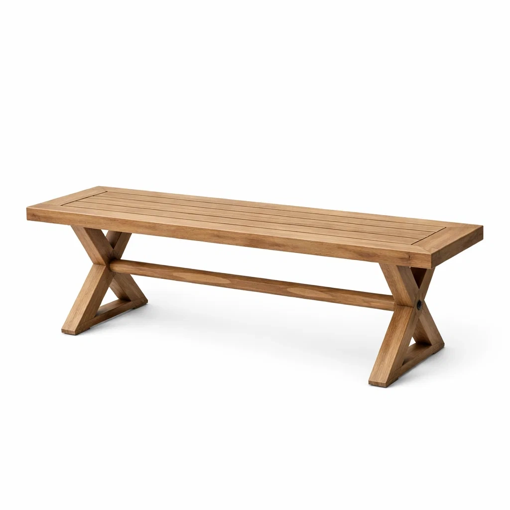 Banc de jardin rectangulaire en teck pour extérieur-homecornero
